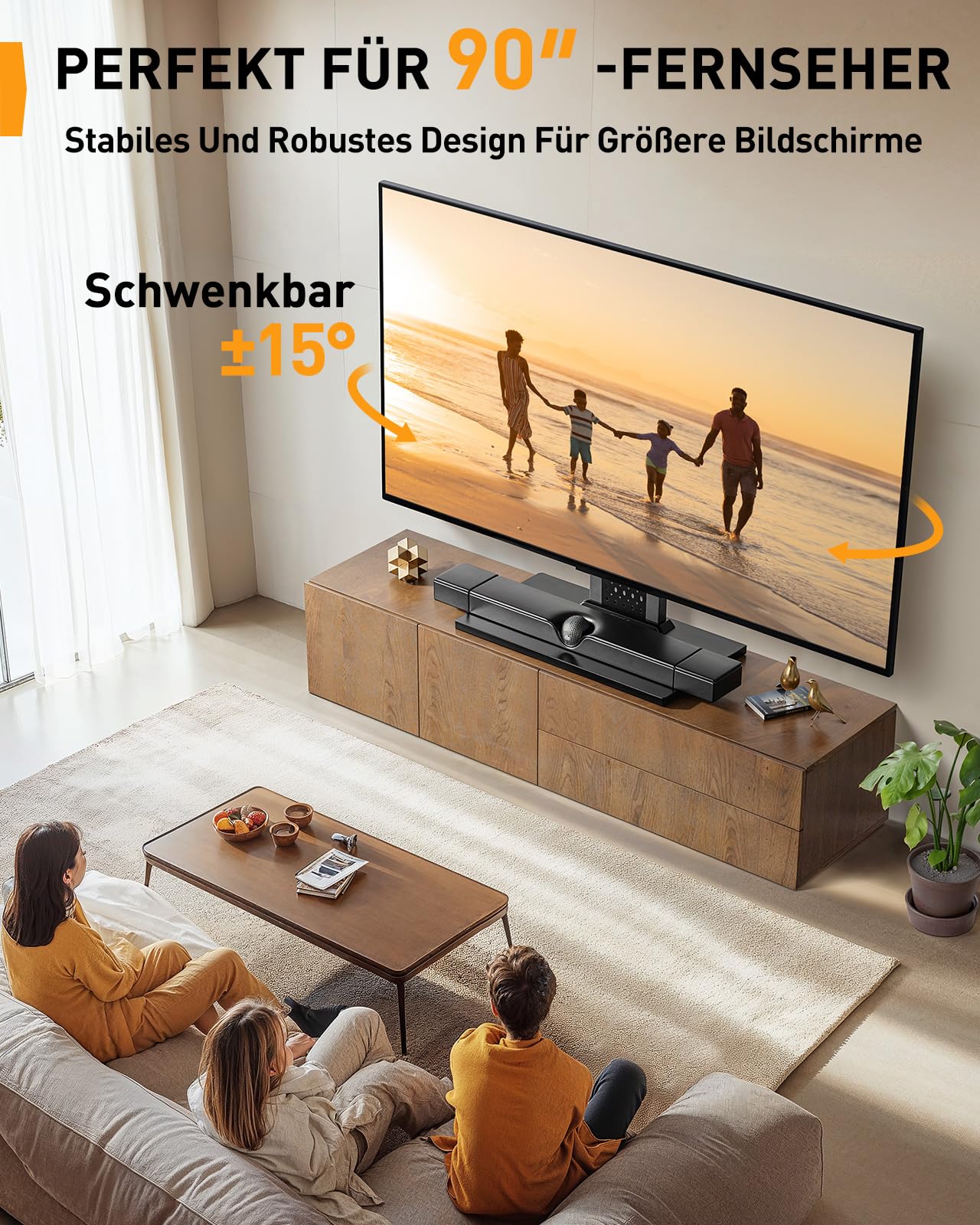 Perlegear PGTVS36 - Supporto per TV girevole da 42 a 90 pollici, per TV fino a 150 libbre, con ampia base per TV regolabile in altezza, supporto TV, max VESA 600 x 400 mm