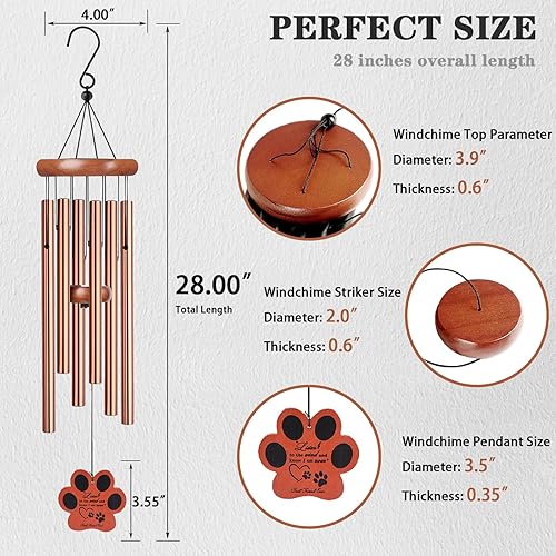 Miniatura 8 de Regalos de pérdida de mascotas, campanillas de viento de perro de 28 pulgadas para conmemoración de mascotas, regalos conmemorativos para perros por