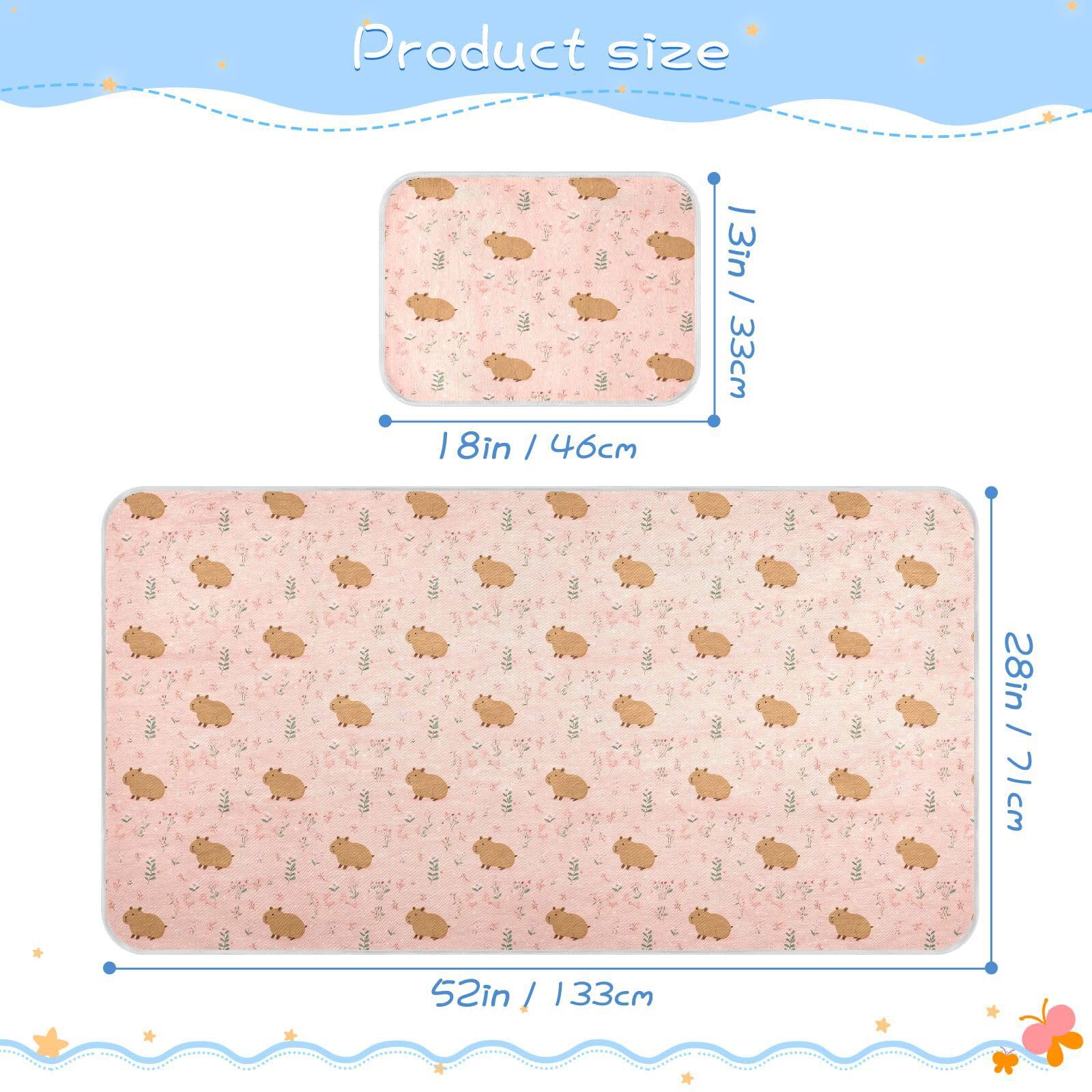 Bolaz Summer Sleeping Bed Pad, Cute Capybara Cooling Mattress Set Breathable Bed Mat Ice Silk Mat + Pillow Cover for Toddler Boys Girls