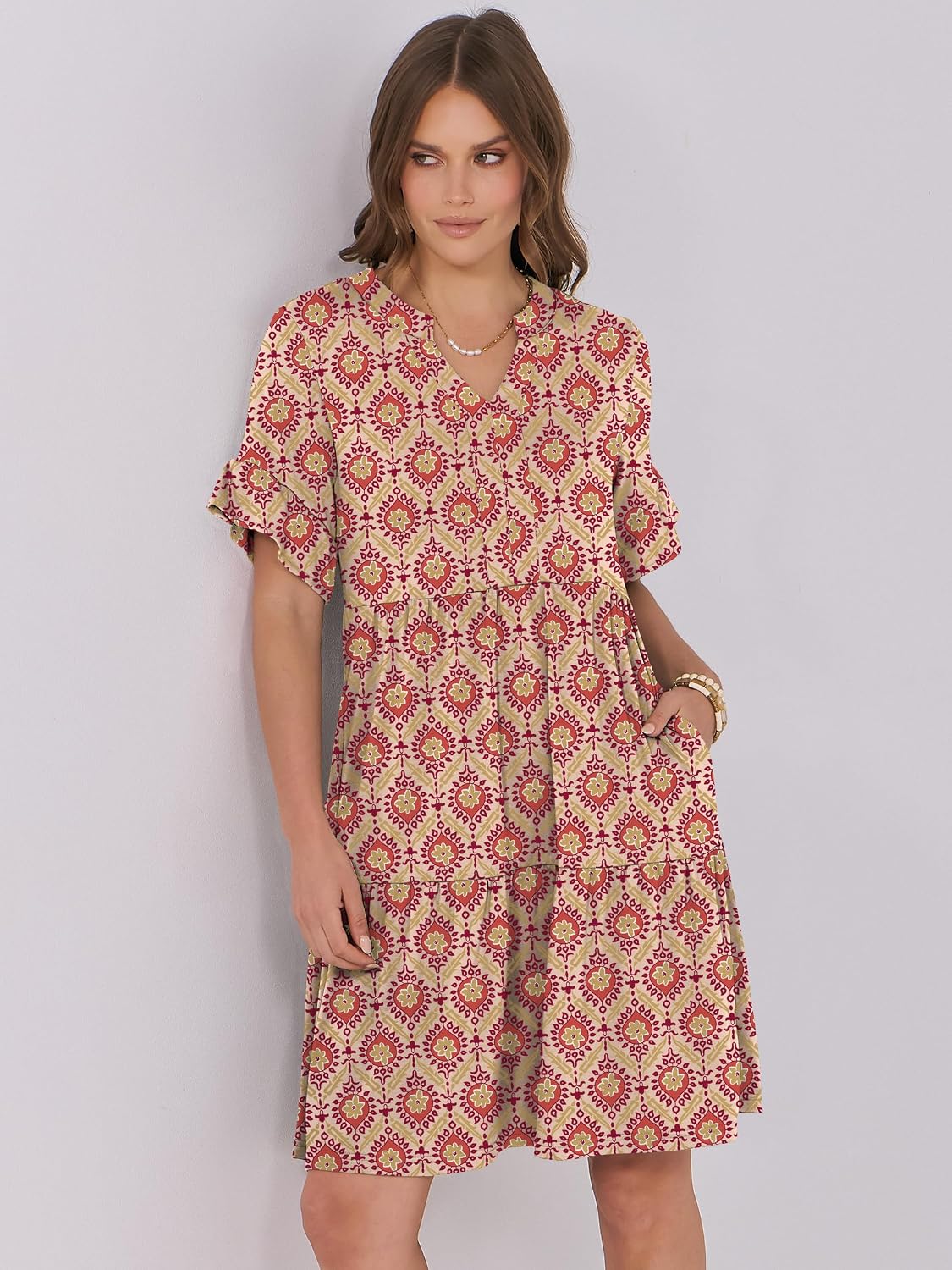 ANRABESS V-Neck Ruffle Tiered Mini Dress - Image 6
