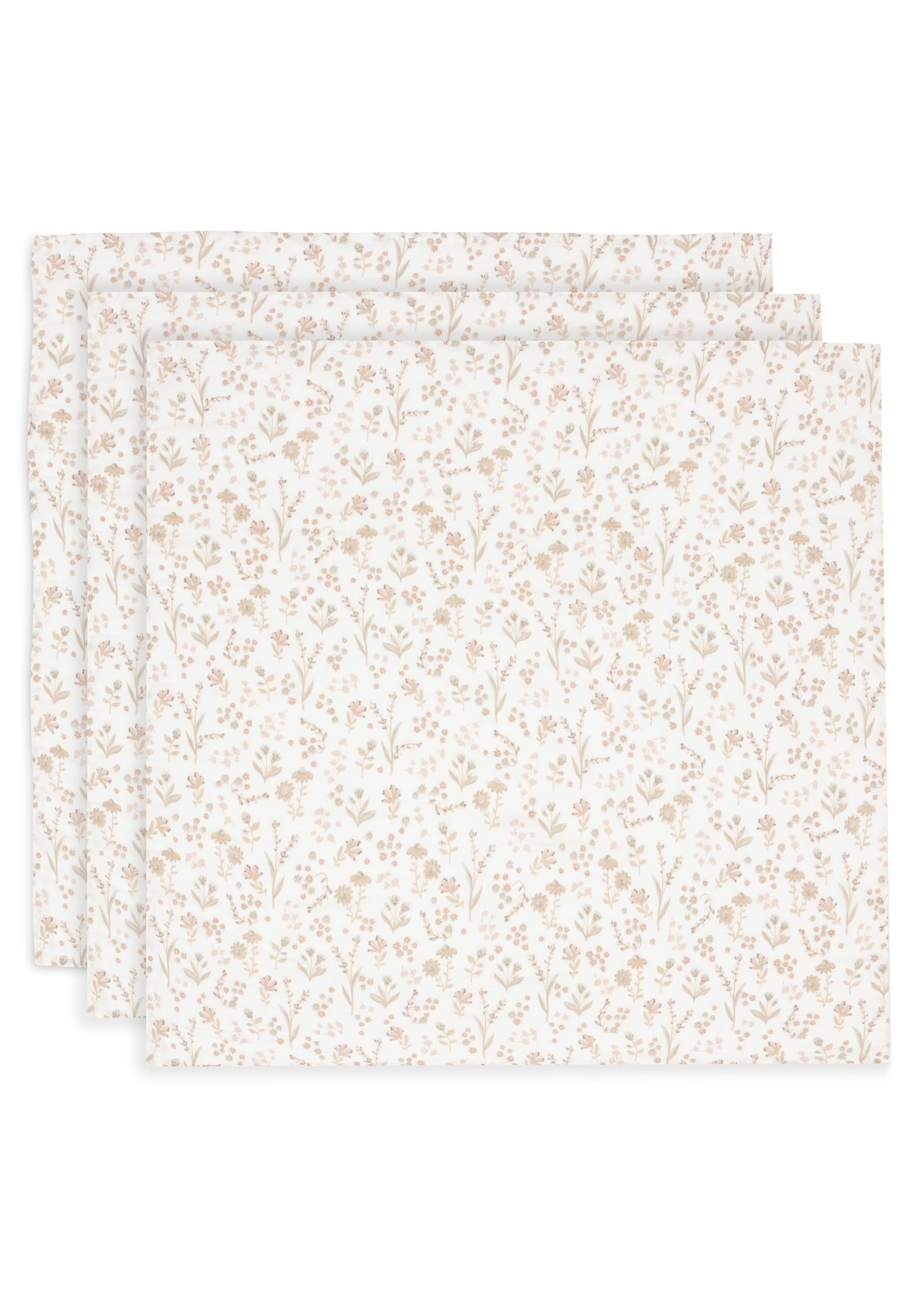 Jollein Bloomy Baby Muslin Cloth, Pack of 3, 70 x 70 cm, 100% Cotton, Burp Cloths Baby, Oeko-Tex Certified