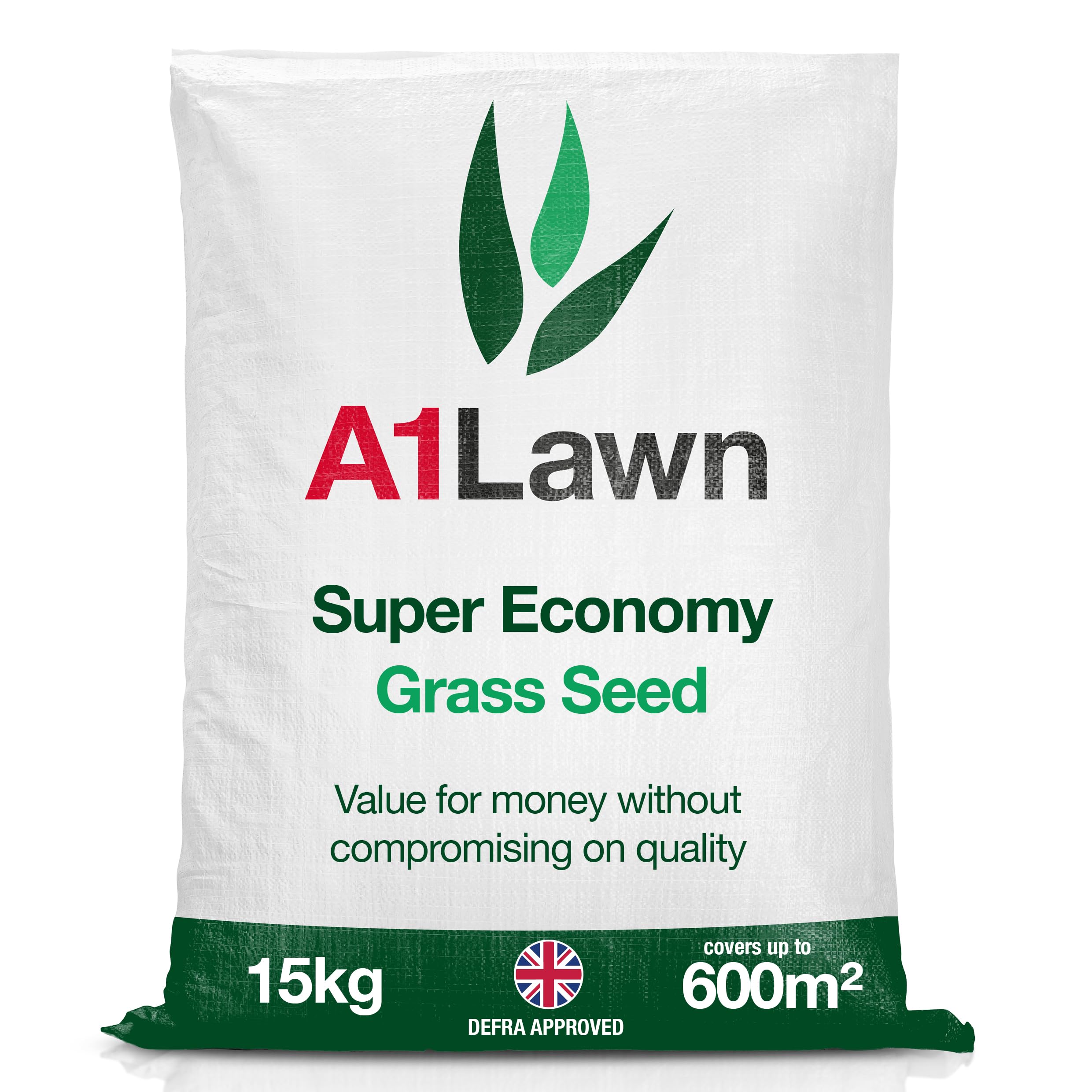 A1 Lawn, Super Economy Grass Seed Mix - Fast Growing, Hard Wearing, DEFRA Certified, 15kg