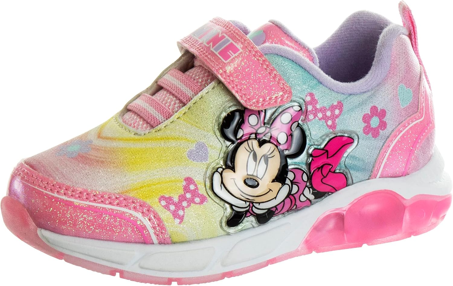 Disney Girls' innie Mouse Shoes - Minnie Mouse Slip-On Laceless Light-Up Sneakers (Toddler/Little Kid)