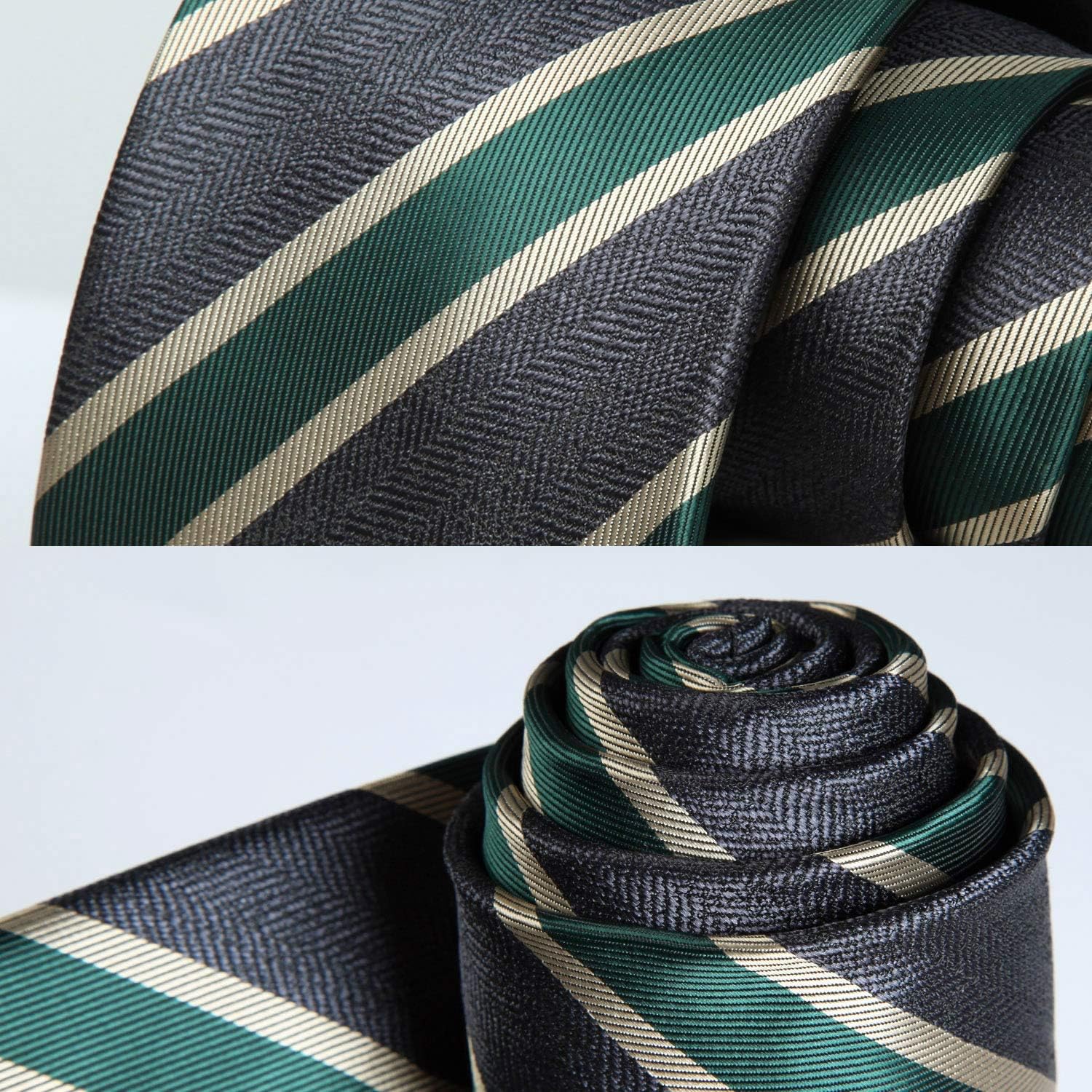 HISDERN Mens Ties Striped Ties for Men Formal Tie and Pocket Square Set Necktie for Wedding Business Graduation - Image 6