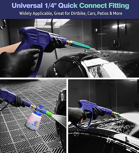 Vista 13 de YeewayVeh Kit de pistola de lavado a presión y cañón de espuma, pistola de lavado de energía corta de 5000 PSI con conector M22-14, rociador