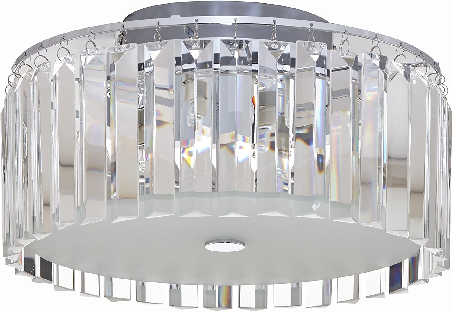 BAZZ C15579CR Glam Decorative Flush Mount Ceiling Light Dimmable, Easy Installation, 12-in, Frosted Glass