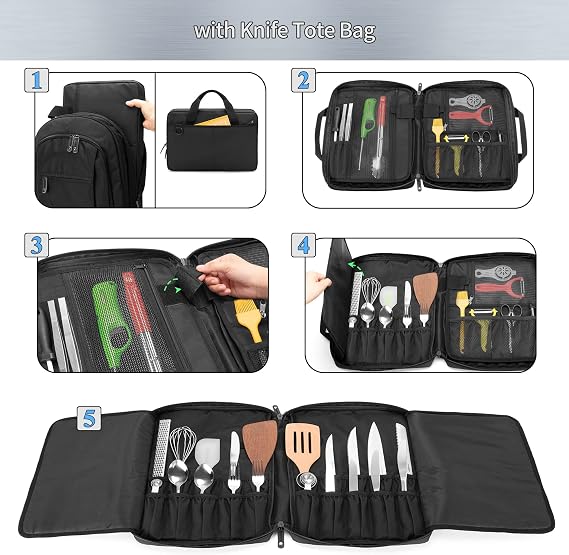 samdew 3-Layer Chef Backpack with Knife Bag, Bag Only