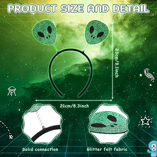 Miniatura 4 de Ysleen 24 lentes de alienígena y diadema de color arcoíris, lentes de sol, divertidos accesorios alienígenas para Halloween, accesorios de fotos,