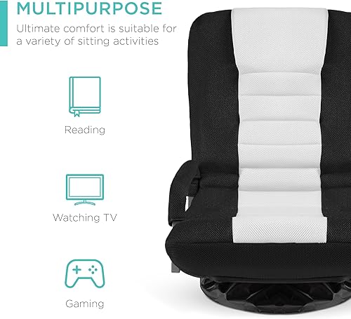 Miniatura 4 de Best Choice Products Silla giratoria para juegos de 360 grados, multiusos, para TV, lectura, juegos de video con soporte lumbar, asas para