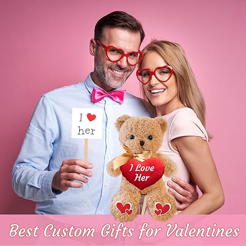 Miniatura 5 de JABECODIFA Oso de peluche personalizado con foto y texto en el corazón, animales de peluche, oso de peluche de San Valentín con lazo, regalos para