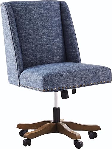 Miniatura 9 de Silla de oficina sin brazos con patas de madera, moderna silla ajustable para oficina en casa, silla de computadora, silla giratoria para el hogar,