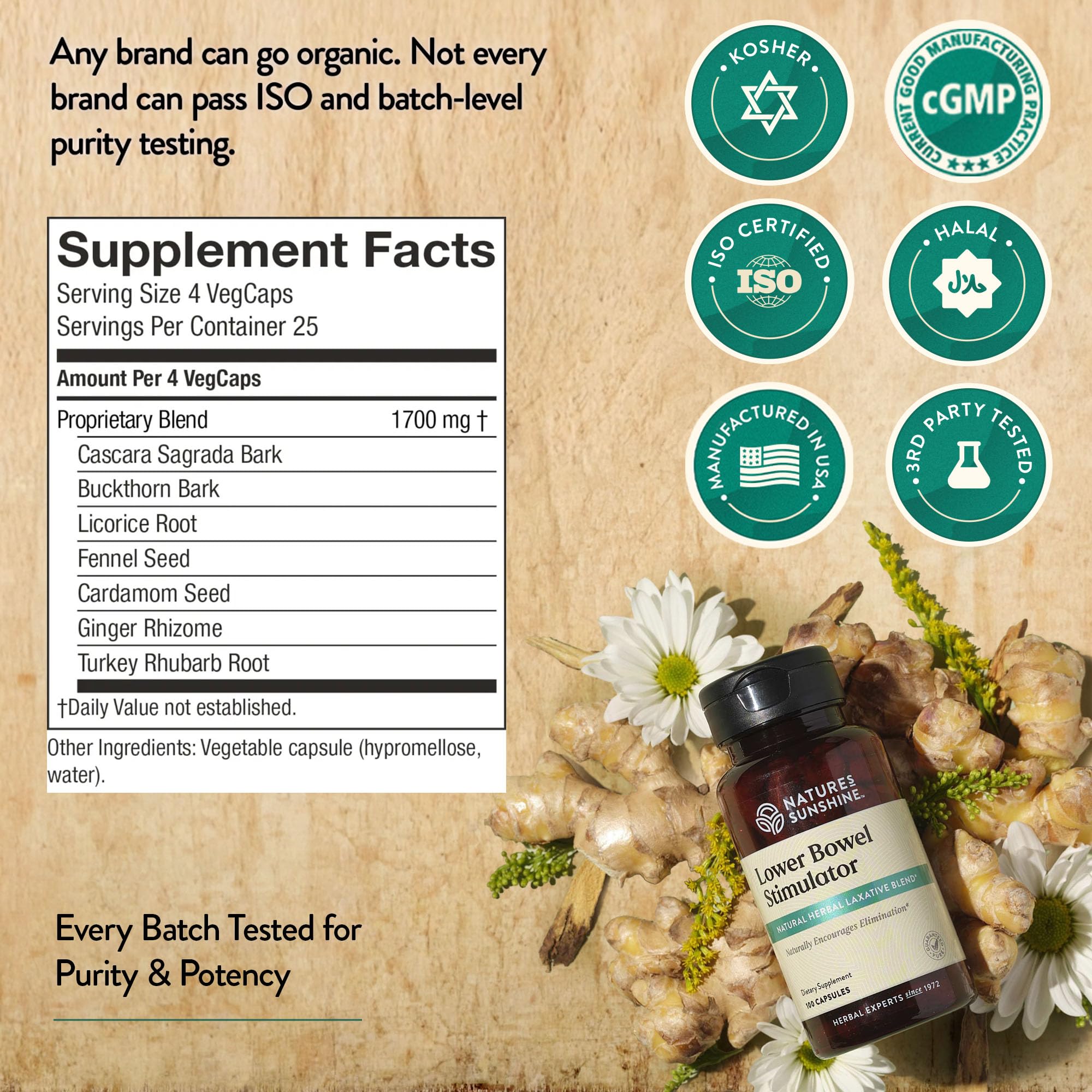 Nature's Sunshine Lower Bowel Stimulator - Helps Relieve Constipation - Cleanse & Detox Your Colon with Natural Herbal Ingredients - 25 Servings - 100 Vegcaps — Amazon image 5