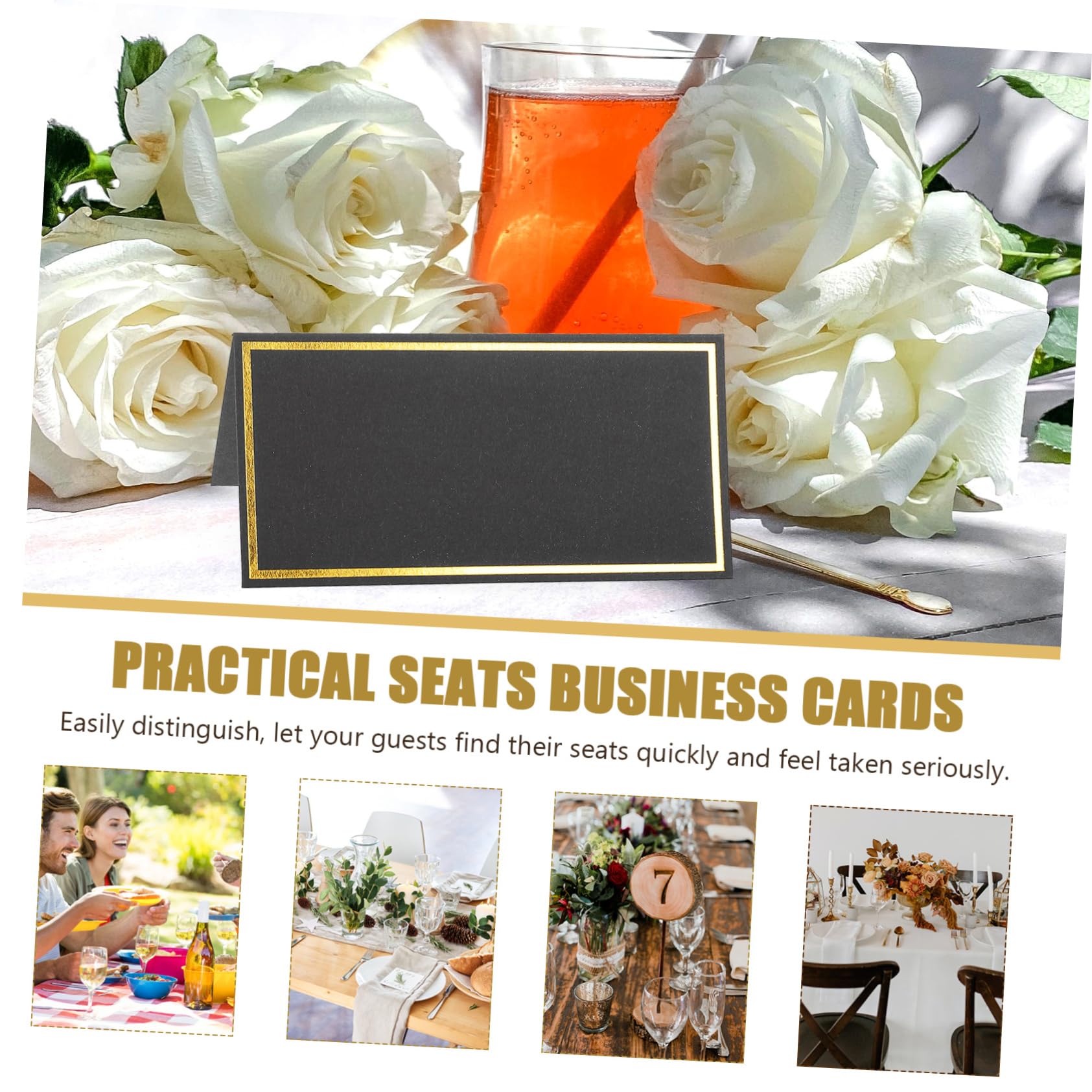 Tofficu 150stücke Hochwertige Tischkarten Für Hochzeit Veranstaltungen Blanko Platzkarten Mit Goldprägung Für Sitzordnung Tischdekoration Praktisch Elegant Pack