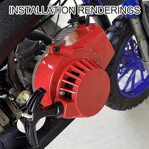 Miniatura 6 de GOOFIT Arrancador de retroceso de aleación para 2 tiempos 47cc 49cc Pocket Dirt Bike Mini ATV Rojo