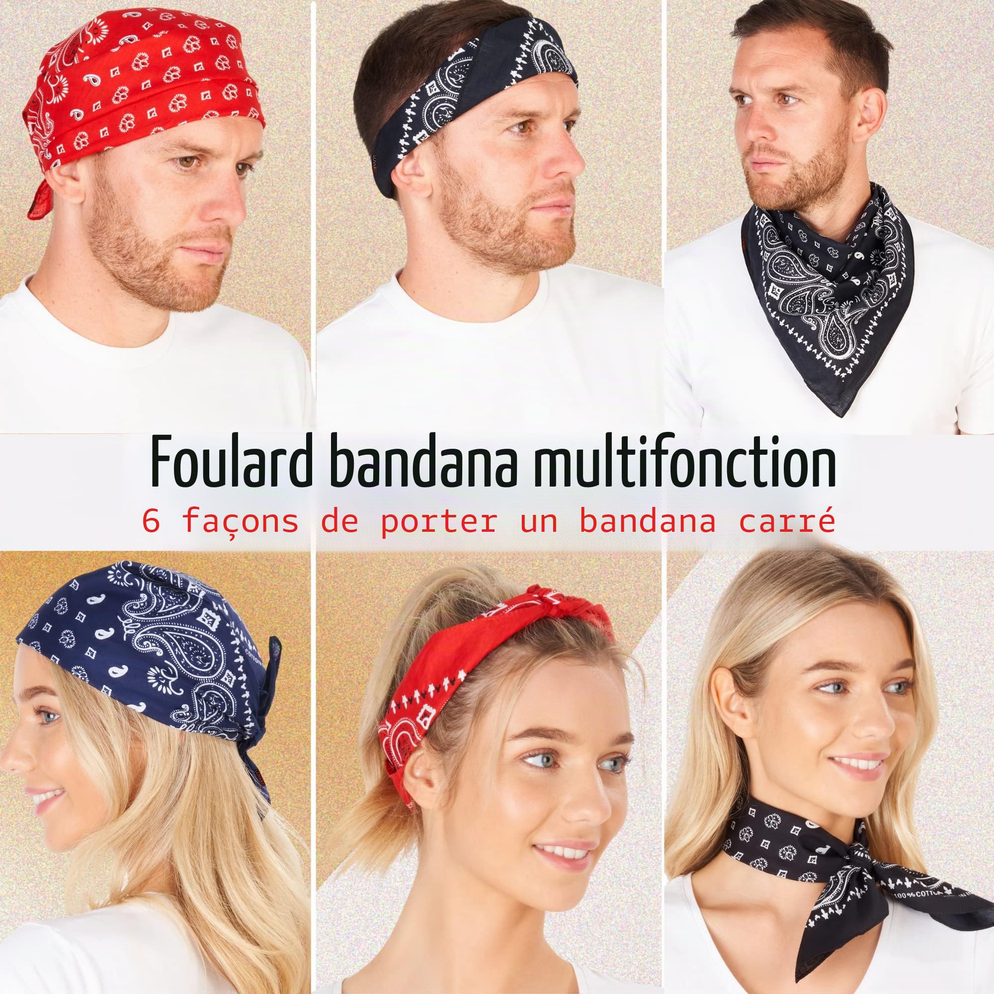 Bandana Homme et Femme - Premium Coton - Bandana Stylé - Idéal pour l'Été, l'Hiver et les Sports