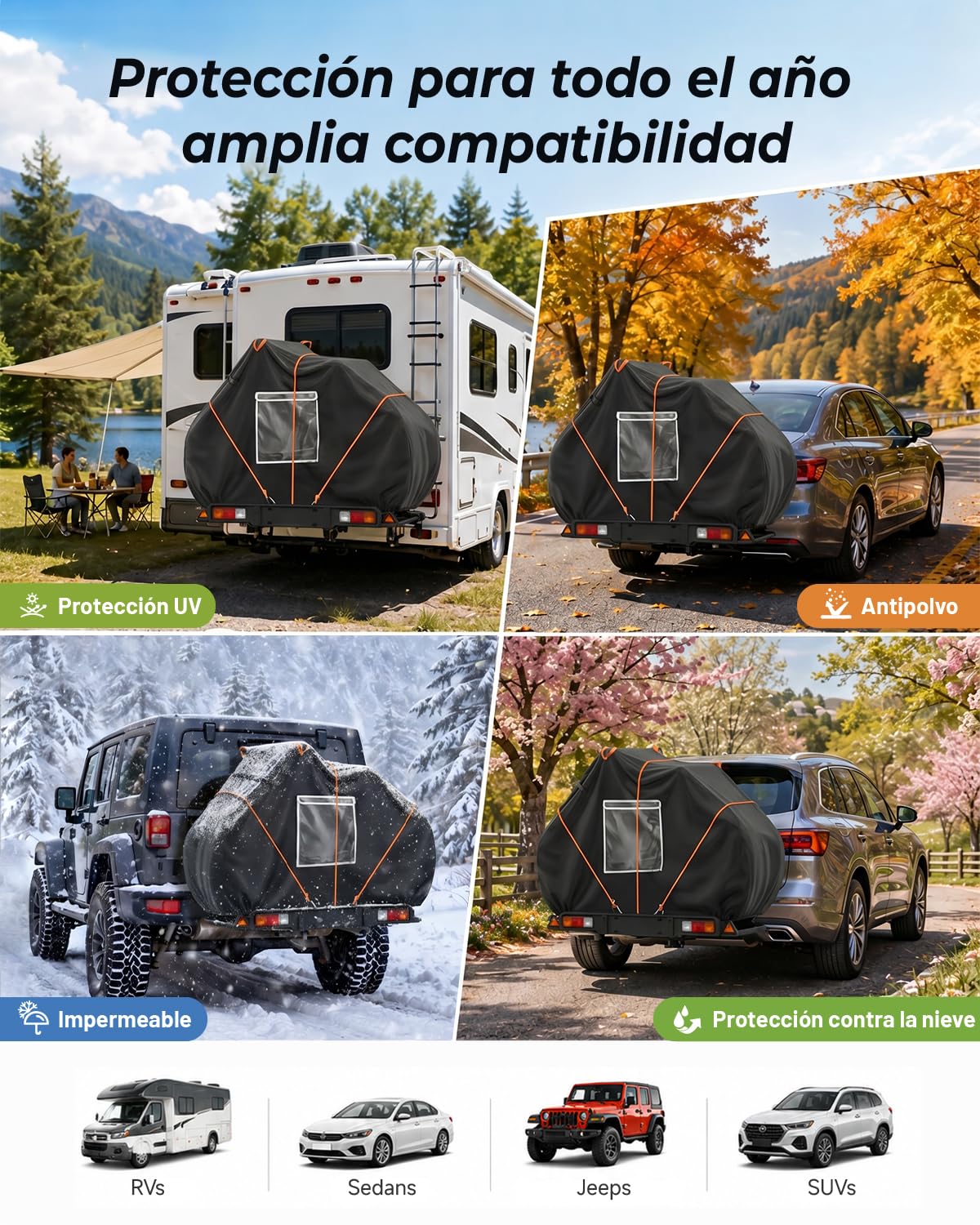 Funda Bicicleta Exterior Impermeable para 2, 600D Resistente al Viento | 210×80×115cm, Resistencia al Desgarro, con Cuerda de 6m, Portátil, para Acampar, Viajes por Carretera, Mudanza