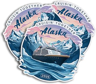 Exclusive Alaska Cruise 2025 Ideal for Travel Gear Stickers for Water Bottles, Skateboards, Notebooks, Laptop, Mug, Tumbler, Phones, Car