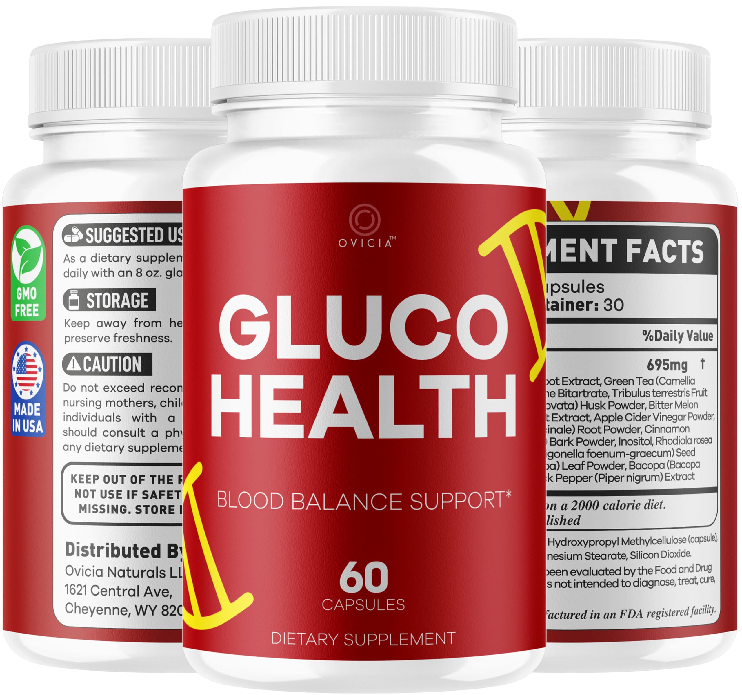 Gluco Health Capsules - GlucoHealth Support Pills Premium Plus All Natural Ingredients Advanced GlucoHealth Formula Maximum Strength for Overall Health & Wellness, 60 Capsules for 1 Month — Amazon image 8
