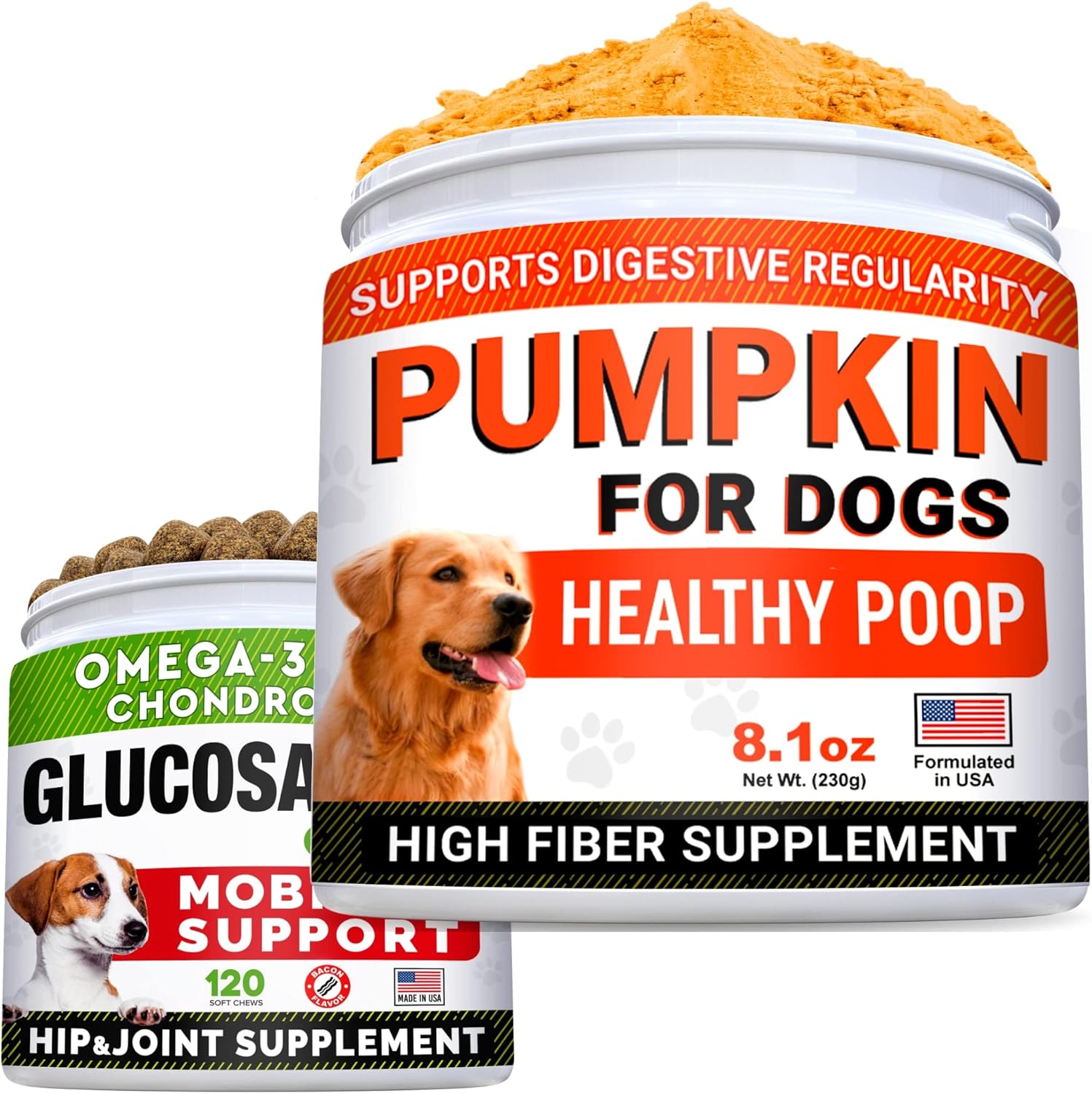 Pumpkin for Dogs + Glucosamine Treats Bundle Upset