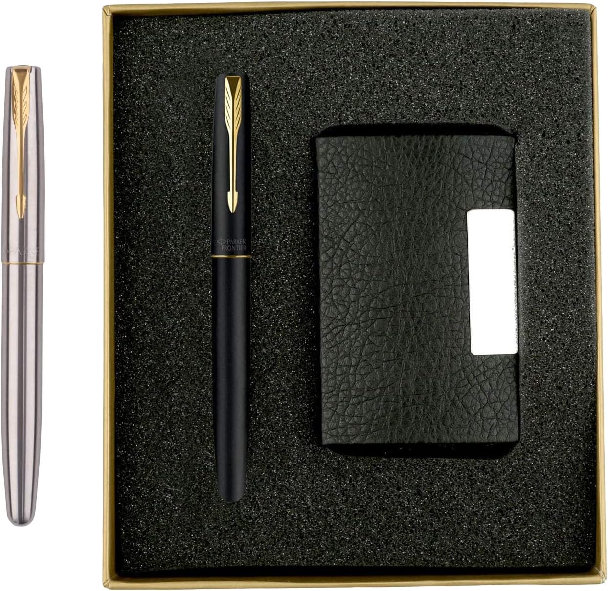 Parker Frontier Stainless Steel Roller Ball Pen with Card Holder ...