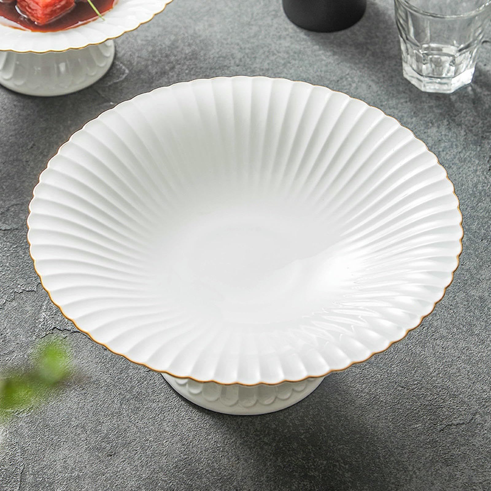 Plato de porcelana de hueso chapado en oro personalizado, plato frío creativo para restaurante de hotel, 10 pulgadas