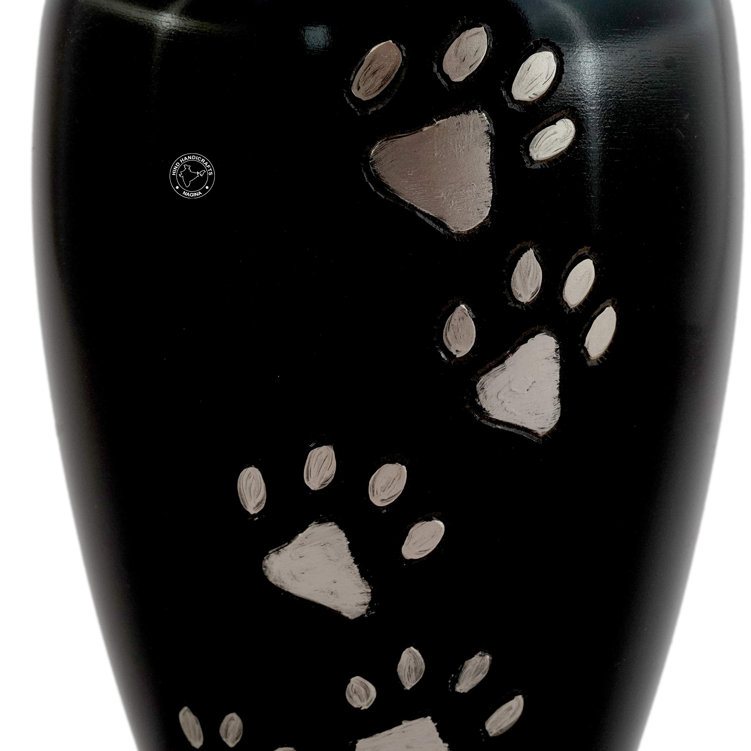 Brass Pet Memorial Cremation Urns for Dogs and Cats Ashes - Keepsake Ash Urn - Funeral Urn (Pewter Paw, 45 Cubic Inches)