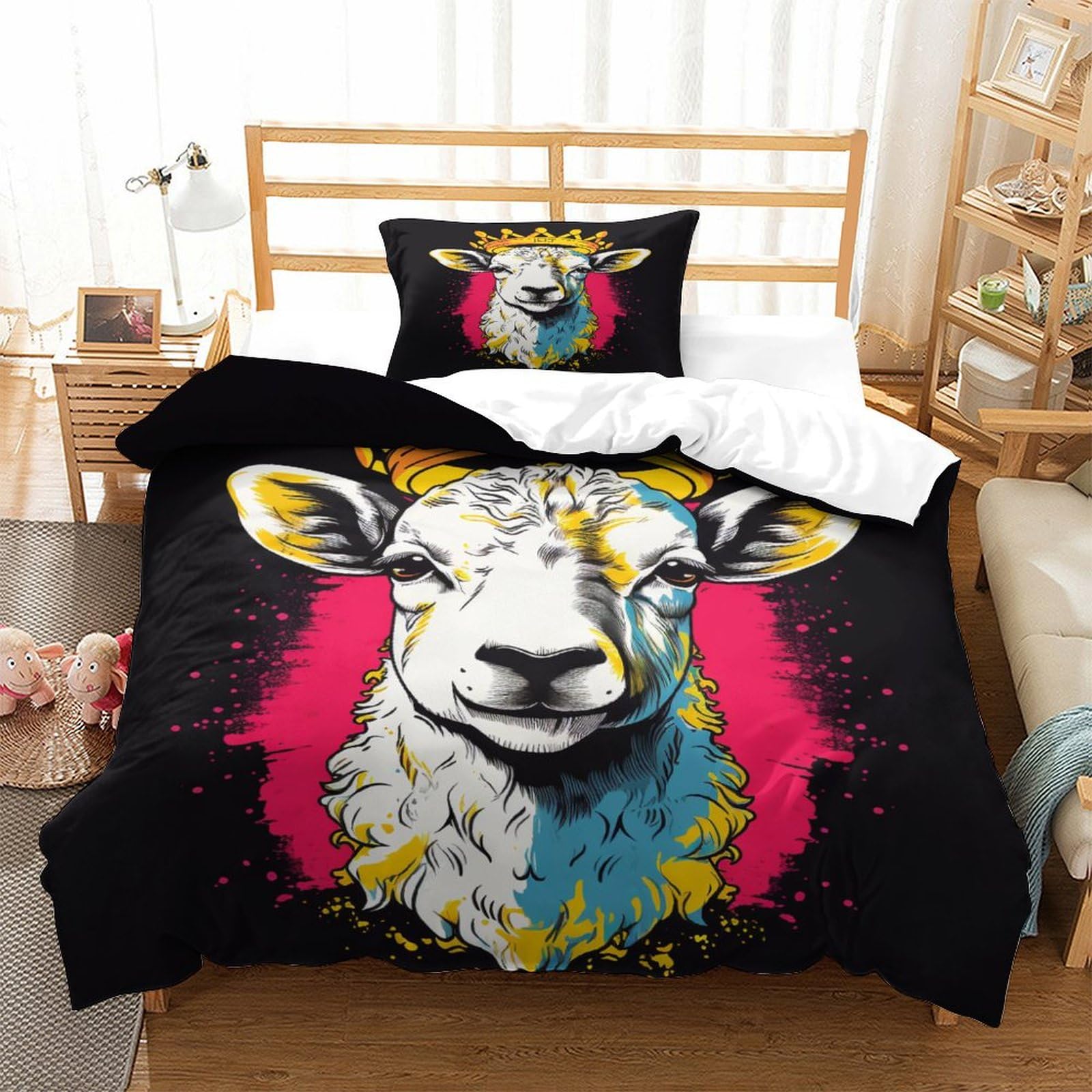 P1S9U7W5Y 3D Printed Colourful Cow Duvet Cover Set 3pcs Microfiber Cow Bedding Set Single