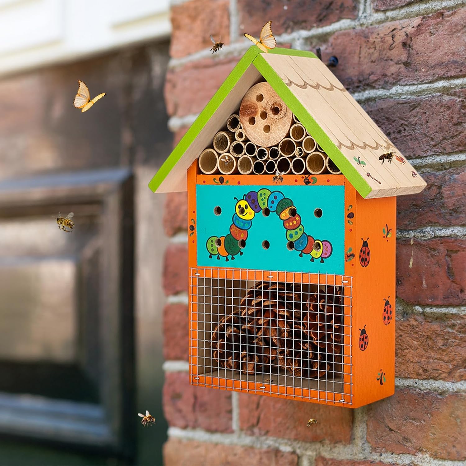 Leinuosen 4 Set Bug Hotel Kit, Wood DIY Cedar Craft for Building Bee, Hanging Insect Hotel for Bee, Butterfly, Ladybirds, Beneficial Insect Habitat, Educational Kit for Adults, Parents and Teachers