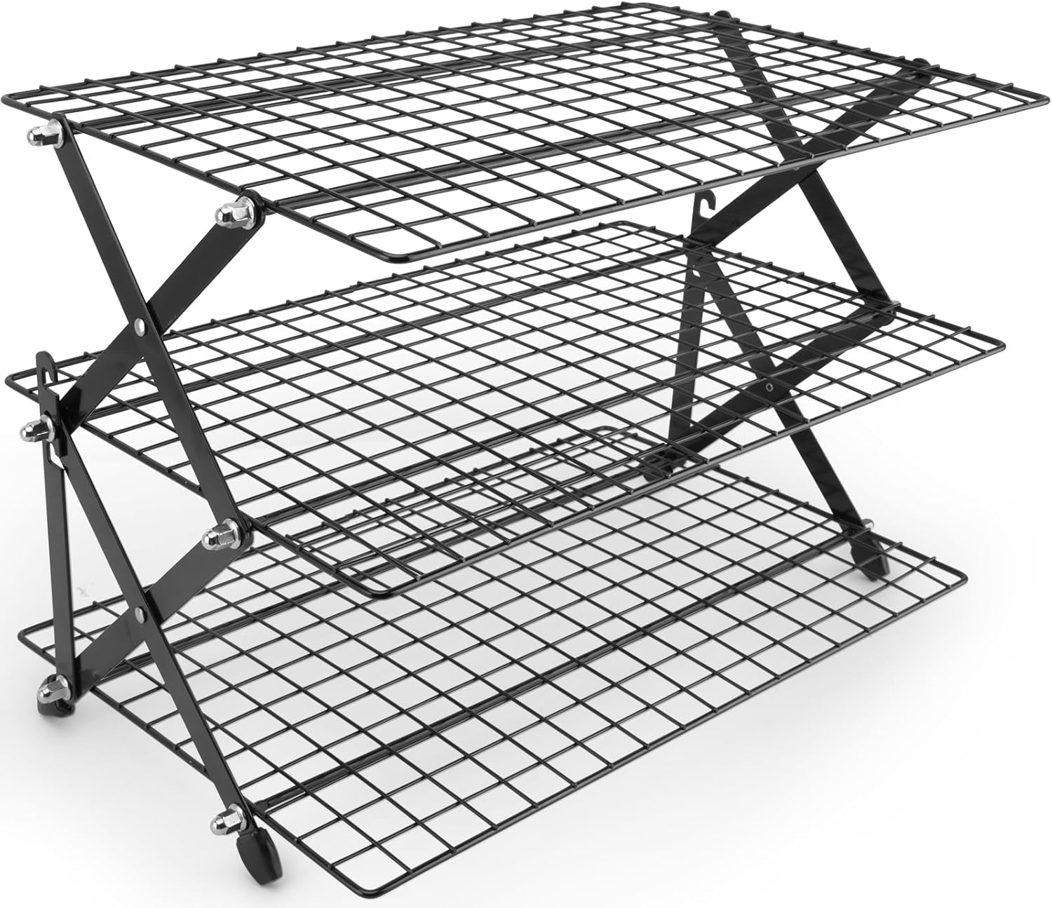 2/3-Tier collapsible cooling rack for baking,Folding Cooling Grid,Adjustable Stackable Roasting Cooking Drying Wire Cooling Rack for Cookies Baking