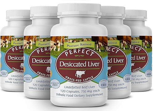 Perfect Supplements Hígado desecado perfecto - 120 cápsulas - Hígado de res sin desgrasar - Fuente natural de proteínas, hierro, vitaminas A y B -
