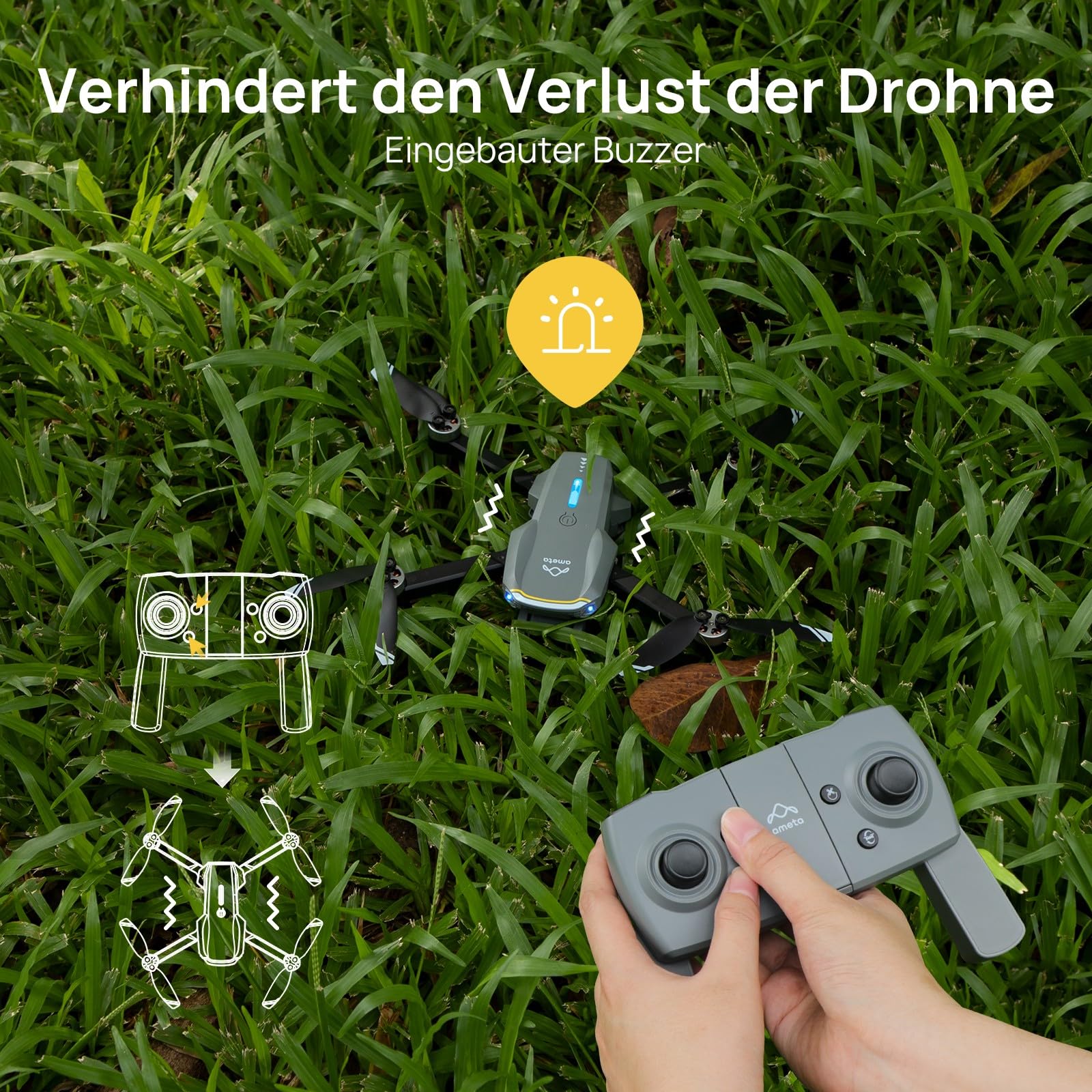 Ameta Drohne mit Kamera 4K für Erwachsene, S20 Lite FPV Drone für Anfänger, RC Quadrocopter mit Bürstenloser Motor, 36 min Flugzeit, Höhenhaltung, Kreisflug, Geschenk Spielzeug für Kinder (165 g)