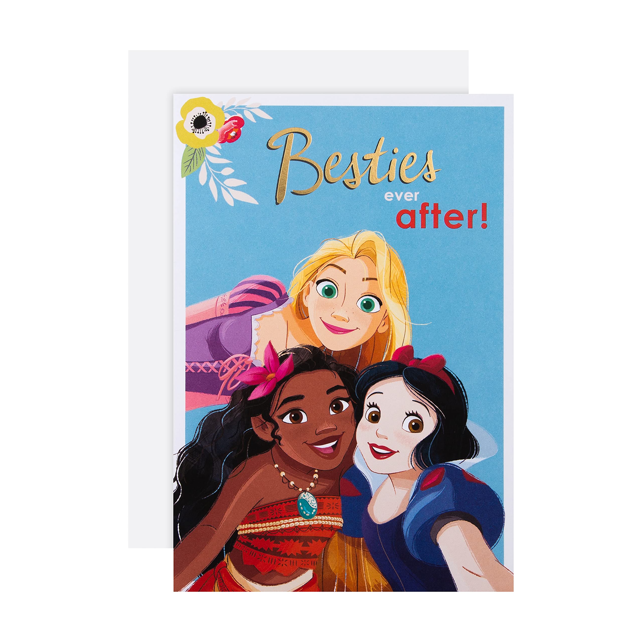 Hallmark Any Occasion Card for Friend - Disney Princess Design Featuring Rapunzel, Moana and Snow White