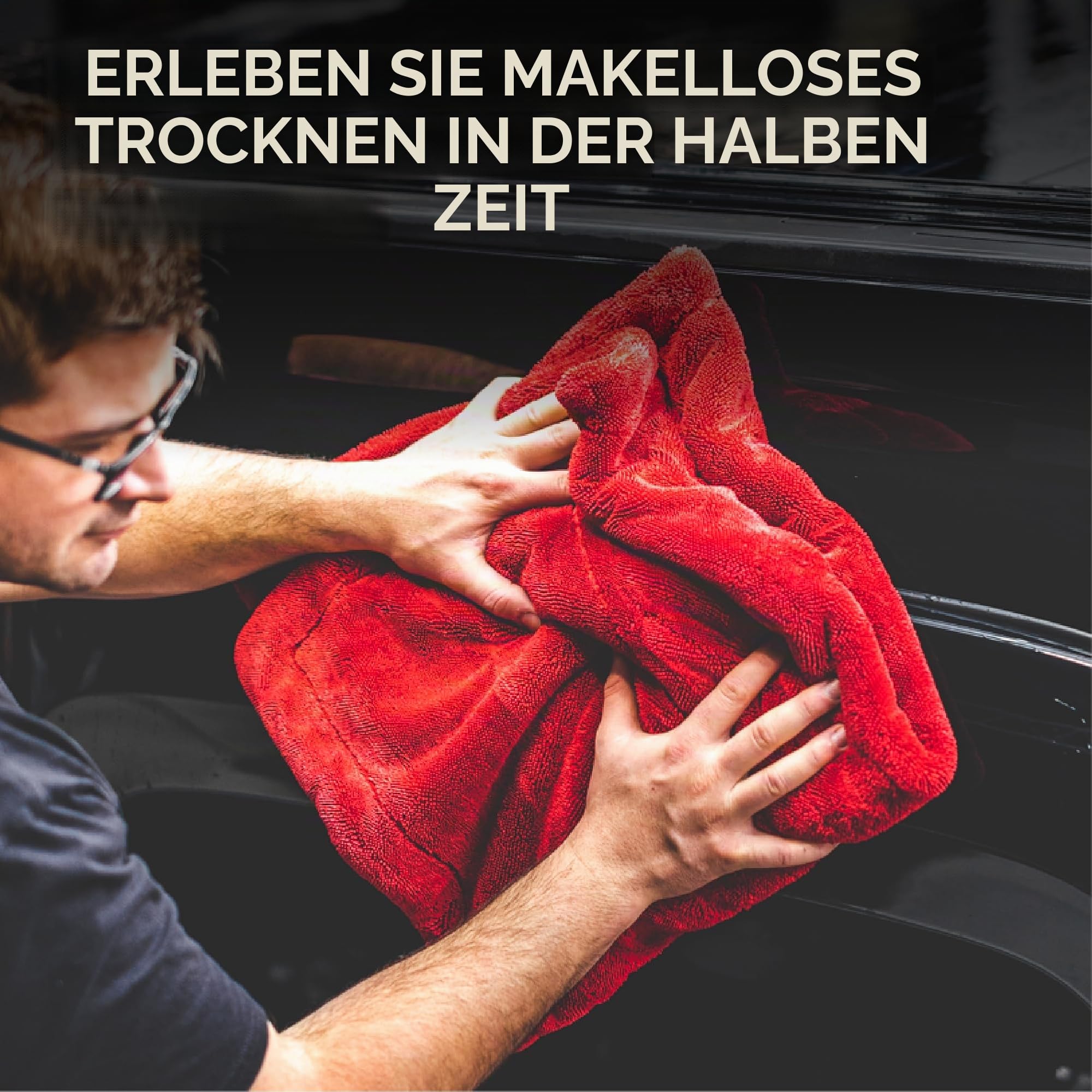 The Rag Company,The 1500 – strapazierfähiges Mikrofaser-Handtuch, perfekt für LKW, Nutzfahrzeuge, Wohnmobile, Boote und mehr; Premium-70/30-Mischung, Twist-Loop-Design, 1500 g/m², 76.2x76.2 cm, rot