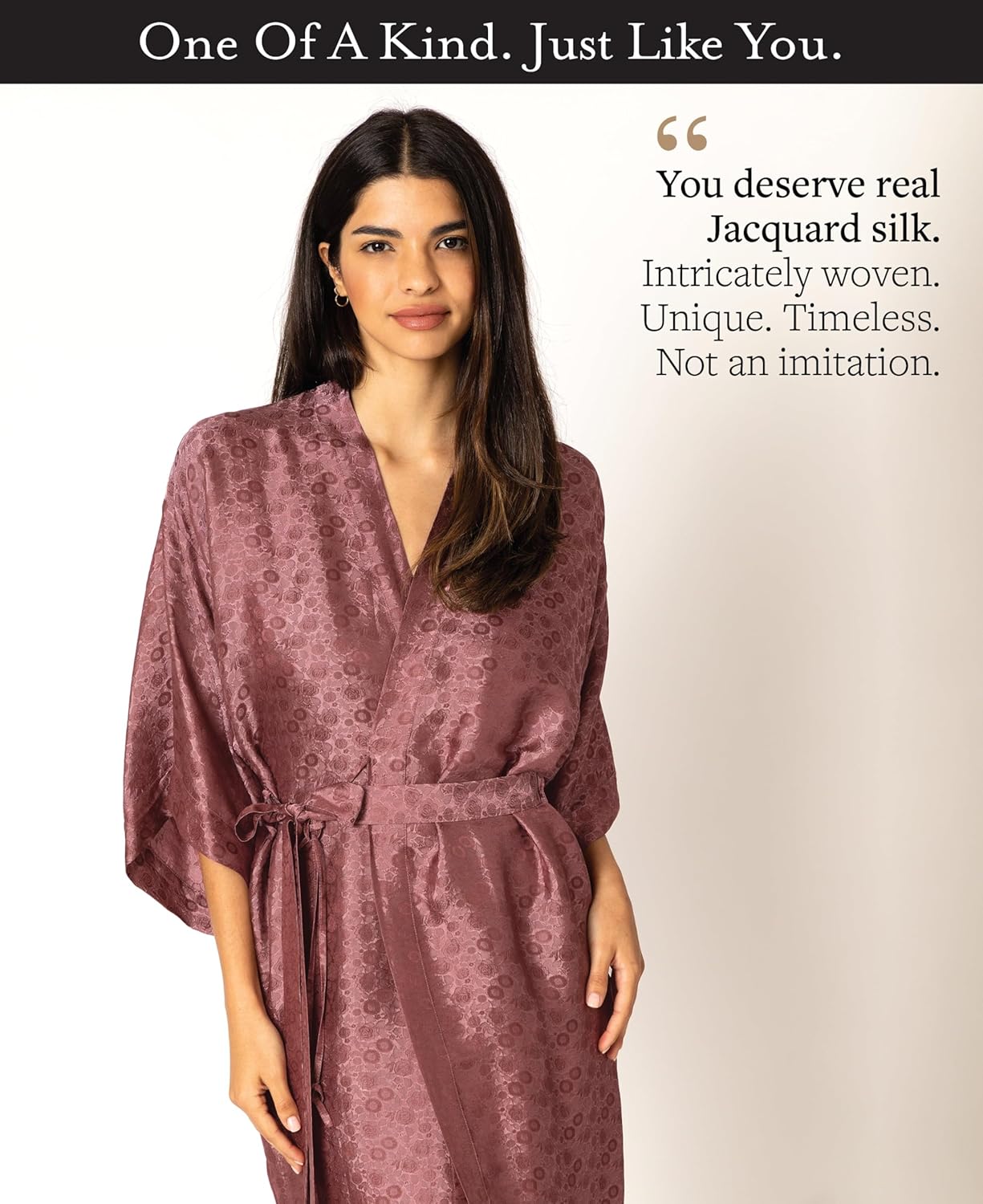 Tara Sartoria Luxury Artisan Silk Kimono Robe for Women, Jacquard, Washable, XS–4XL, Oprah Daily 2025 - Image 5