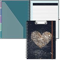 Vista 15 de Hongri Portapapeles Folio con libreta forrada recargable, carpetas de 8.5 x 11 con 10 bolsillos de almacenamiento, portafolio espiral, tamaño 12.8 x
