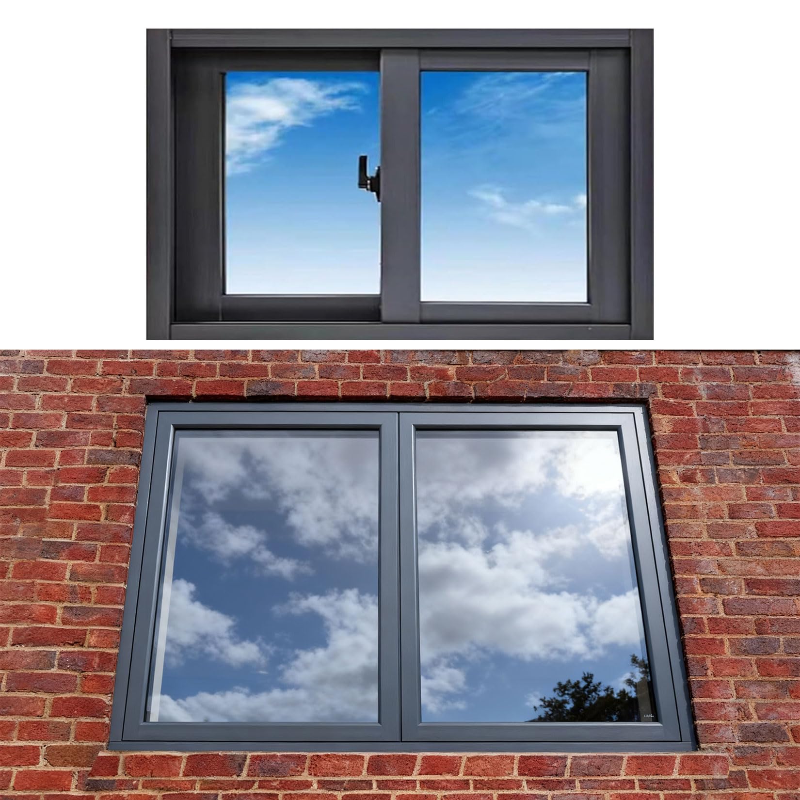yurstcggh Horizontal Sliding Window,Small Horizontal Transom Sliding Door Windows,Shed Windows,with Glass for Basement, Bathroom 75×55cm Dark Gray