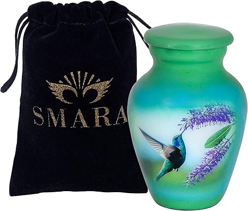 Miniatura 22 de SMARA Urna de cremación de recuerdo pequeña con funda de terciopelo Elige entre colores únicos Encantadora ficha de metal para cenizas humanas