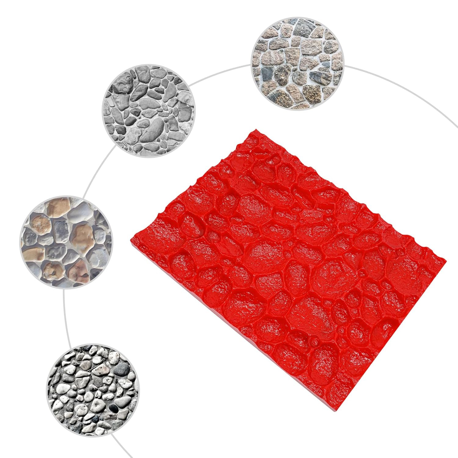 Concrete Stamps Mats, 22.83 * 17.13 Inches Concrete Stamps Mats Set, Manual Operation Stamping Molds for Courtyard Paths, Driveways, Sidewalks, Red & Black