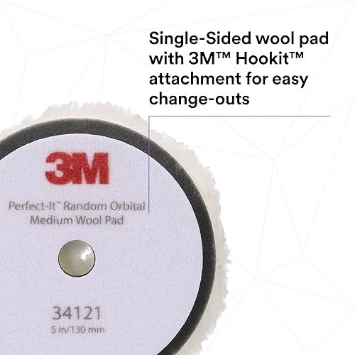 Miniatura 7 de 3M Perfect-It 34121 - Almohadilla para compuestos orbitales de lana media, 5 pulgadas5.118 in, color blanco, 34121, almohadillas orbitales para