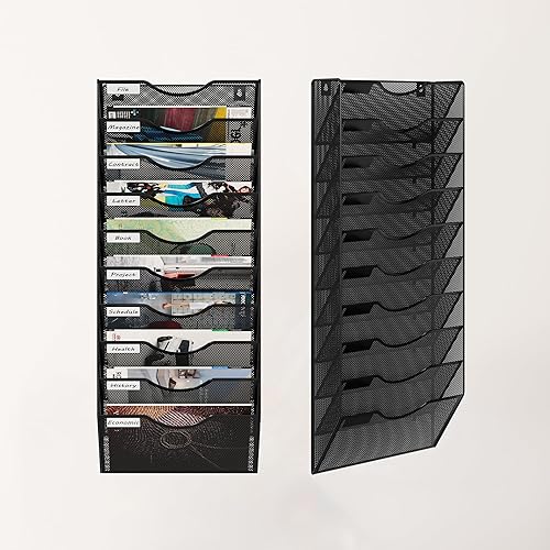 Miniatura 7 de Soporte de archivos colgante de 13 bolsillos, organizador de archivos de pared de metal, organizador de archivos colgante para oficina, organizador