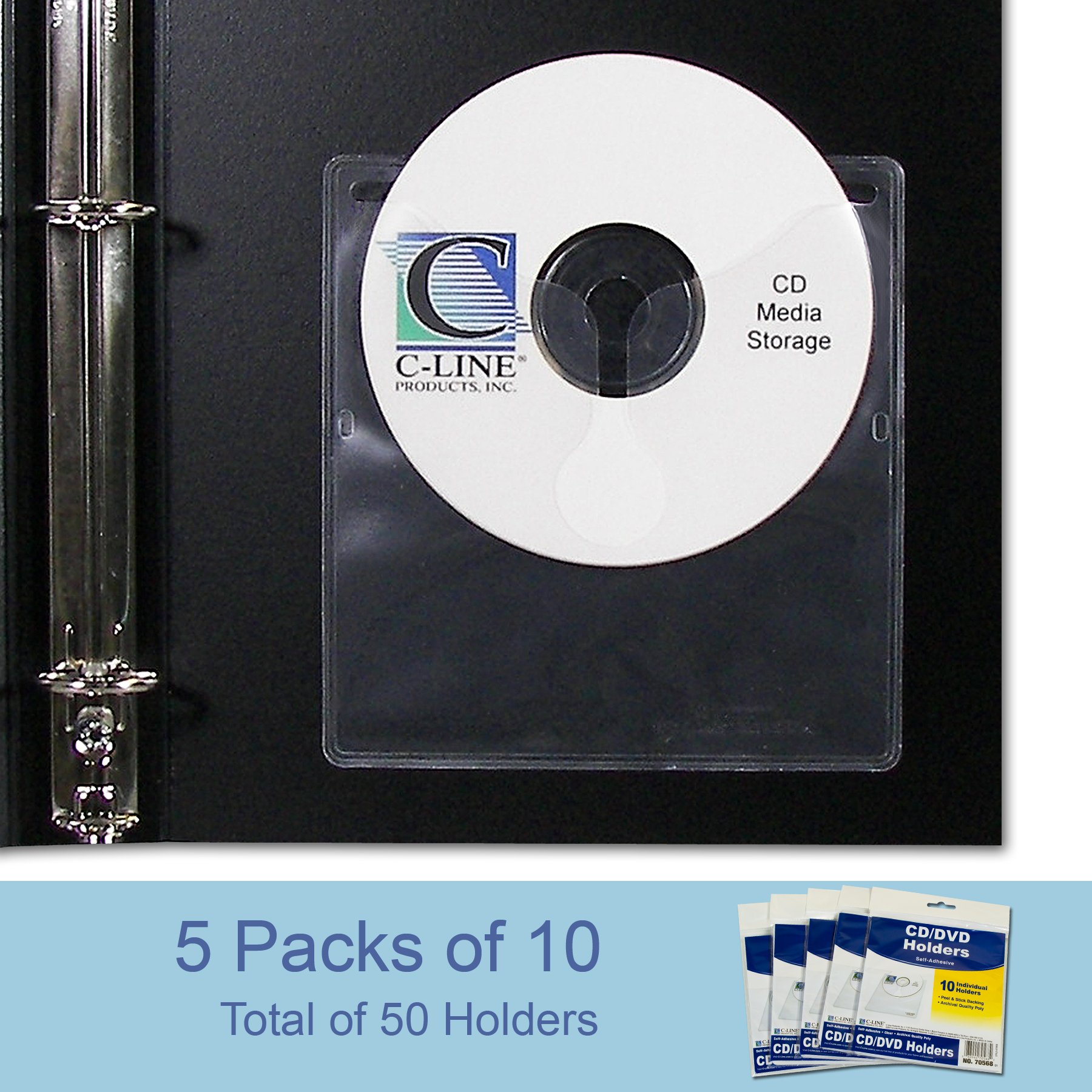 CD-Halter C-Line Abziehen und aufkleben 50 Per Pack farblos