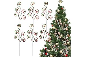 6 Pcs Gerrii 16" Red White Green Xmas Tree Picks