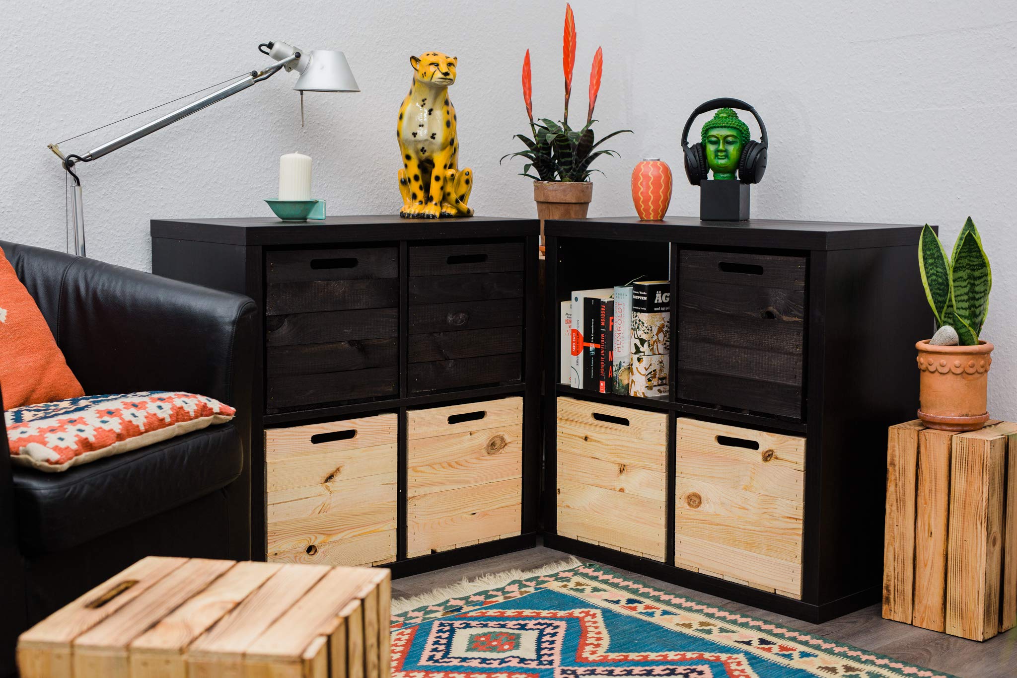 Kistenkolli Altes Land Holzkiste 2er Set für Kallax & Expedit – Aufbewahrungskiste aus naturbelassenem Holz | Regaleinsatz für IKEA Kallax | Vollholz Regalkiste | 33 x 37,5 x 32,5 cm