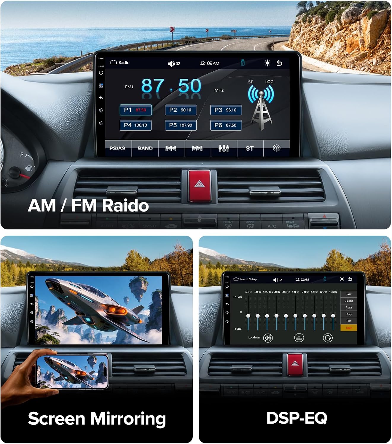 QLED Linux Car Stereo for Honda Accord 2008-2013 (8th Gen) - Fast Boot Wireless CarPlay & Android Auto Radio, AHD 1080P Backup Camera, Bluetooth, SWC, AM/FM, Dash Kit Replacement