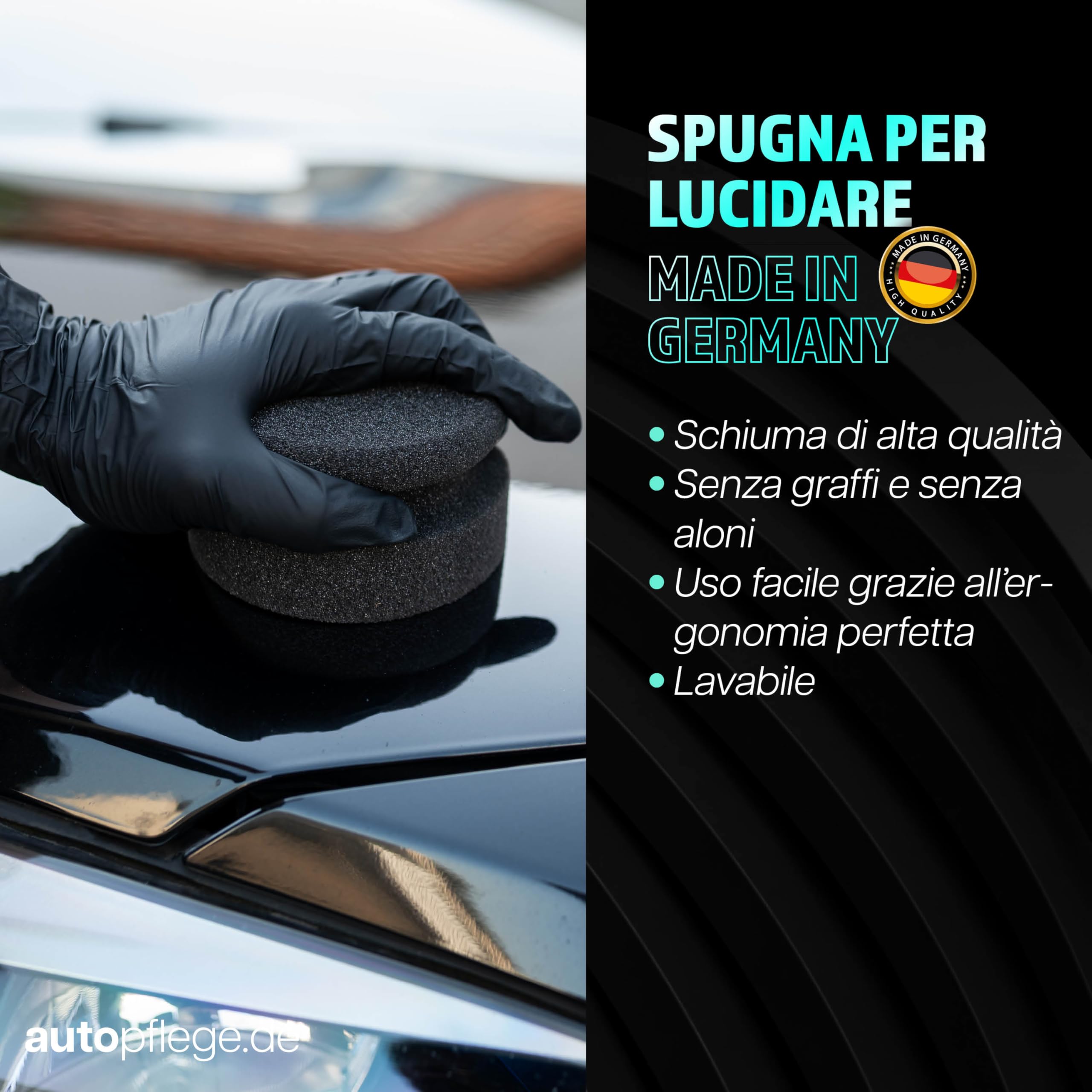 Set di lucidatura per auto | Sonax Polish & Wax Color Nero 250ml Lucidante per auto + Spugna per lucidatura + Panno lucidante | Pasta lucidante per vernici metallizzate scure per rimuovere piccoli
