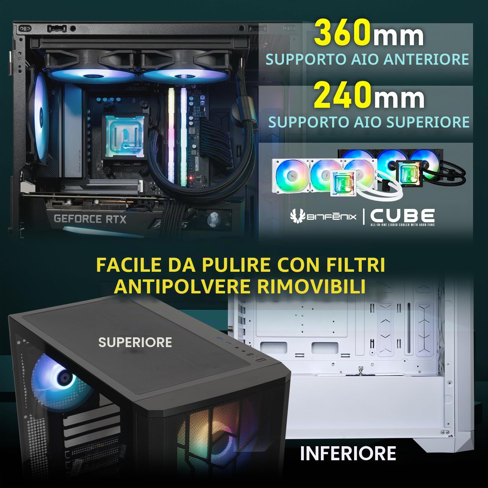 CAJA PC ATX SEMITORRE BITFENIX NOVA MESH SE TG 4ARGB VENTANA RGB NEGRA