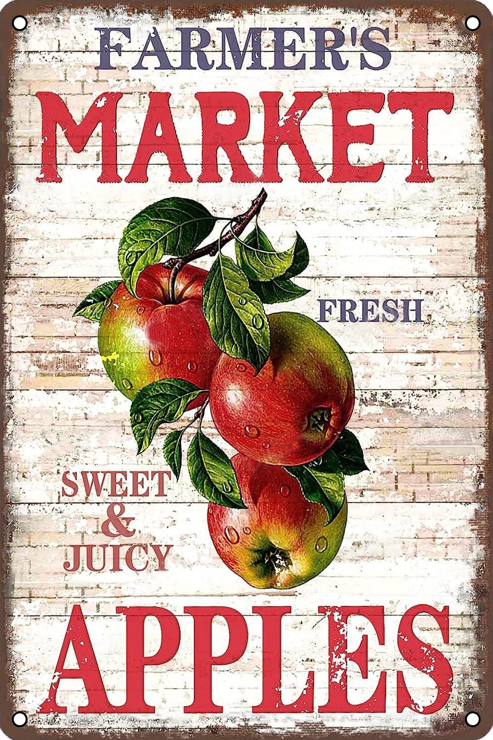 Pibonto Women's Wall Art Vintage Apple Metal Tin Sign Summer Fruit Retro Wall Decor For Home Bathroom Garden Man Cave Bars Restaurants Cafes Office Store Sign Gift For Men 8X5.5 Inch Plaque Tin Sign