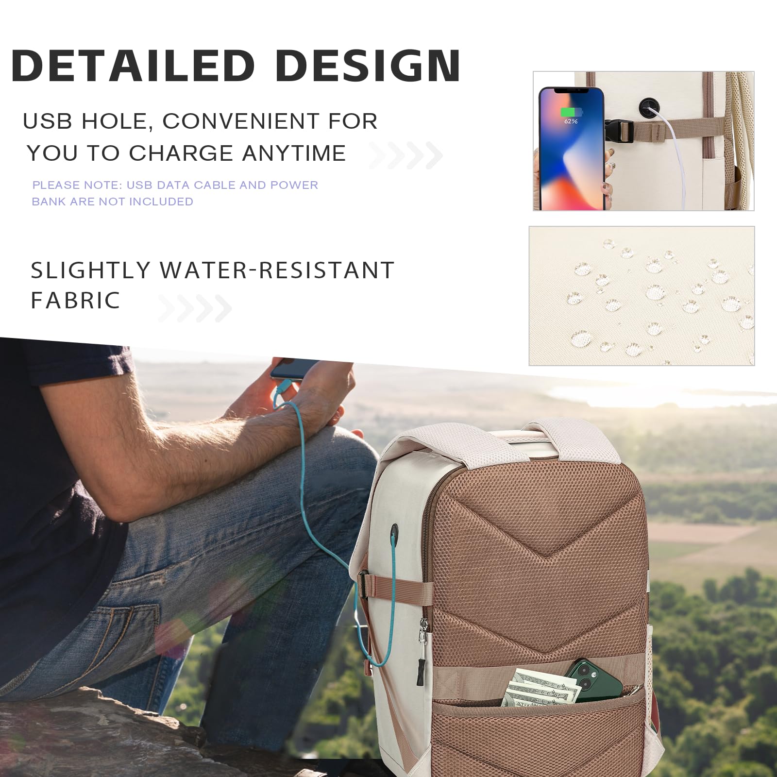 Hayayu Zaino Per Ryanair 40x30x20 40x20x25, Zaino Da Viaggio Aereo Bagaglio a Mano 40x30x20 per Wizzair per Easyjet 45x36x20,Borse Da Cabina Zainetto Donna Uomo Zaini Da Viaggio Con Foro USB