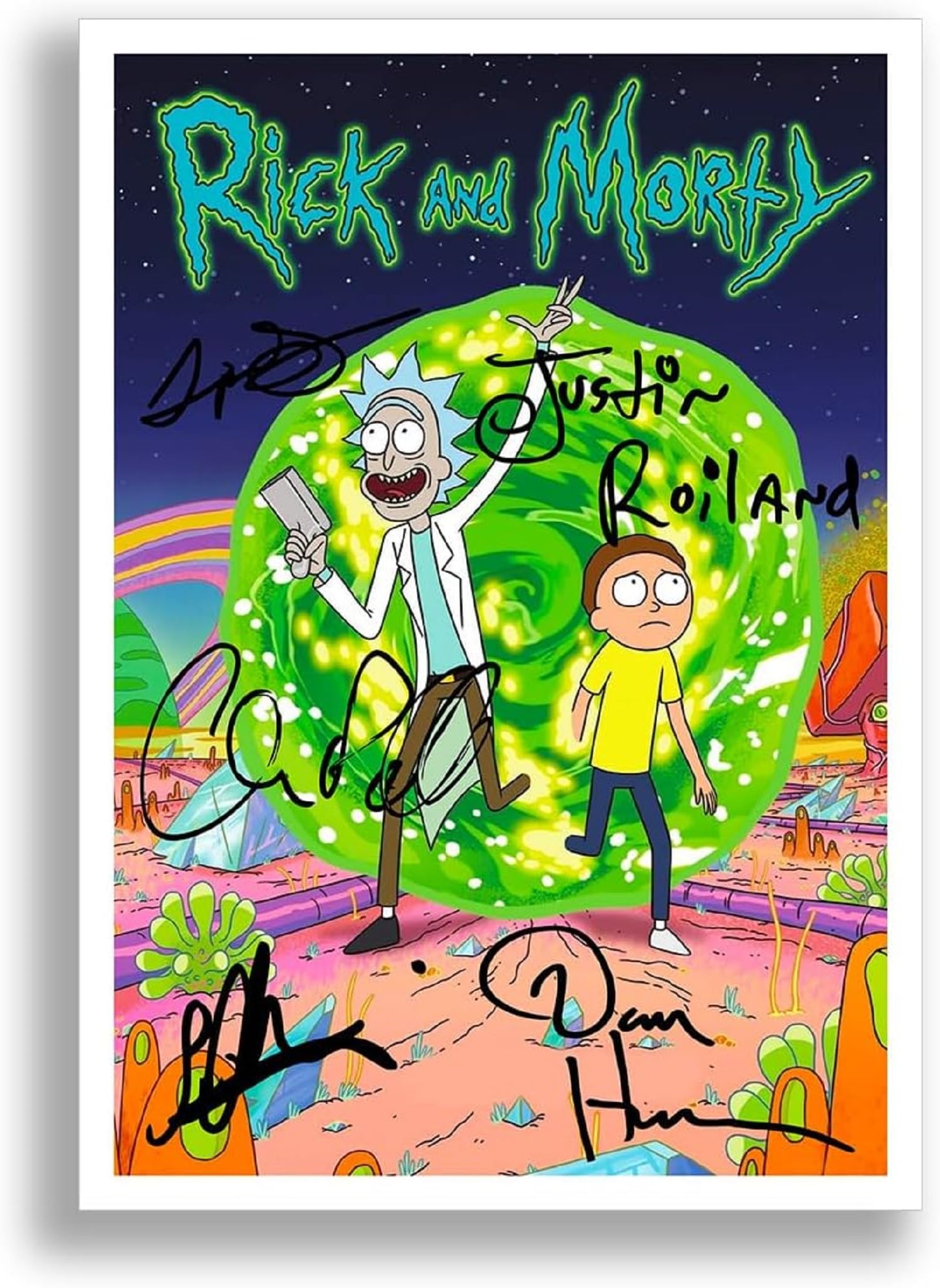 Mounted Gifts A4 Poster Only Rick & Morty Cast Signed Autograph A4 Poster Photo Print Photograph Picture Tv Show Series Season Framed Dvd Boxset Gift (A4 Poster Only)