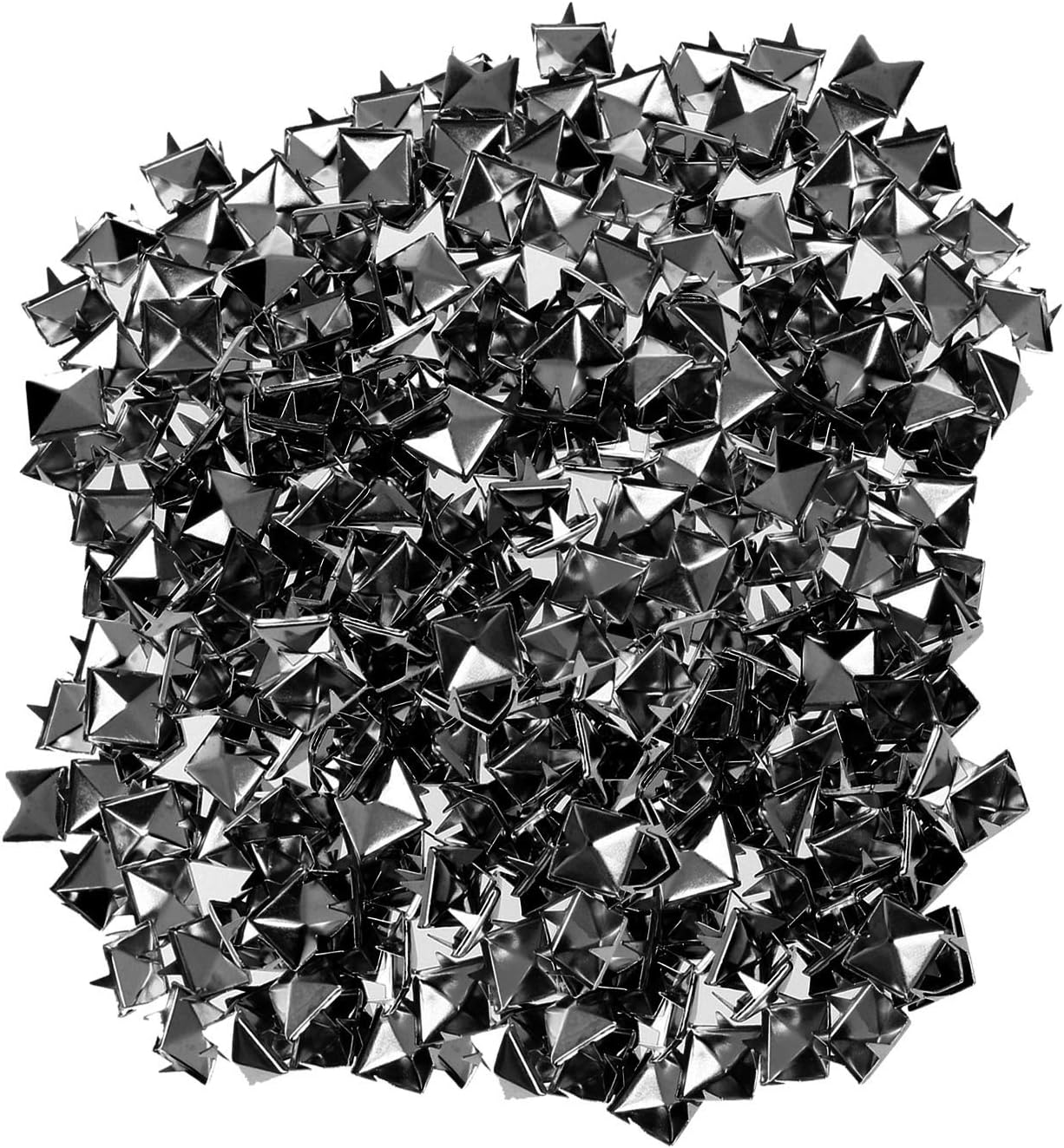 WedDecor 50pcs Square Pyramid Rivets 8mm Gunmetal Punk Nail Head Studs Four-Jaw Studs Spikes Metal Leather Rivets for Decorating Belts Bags